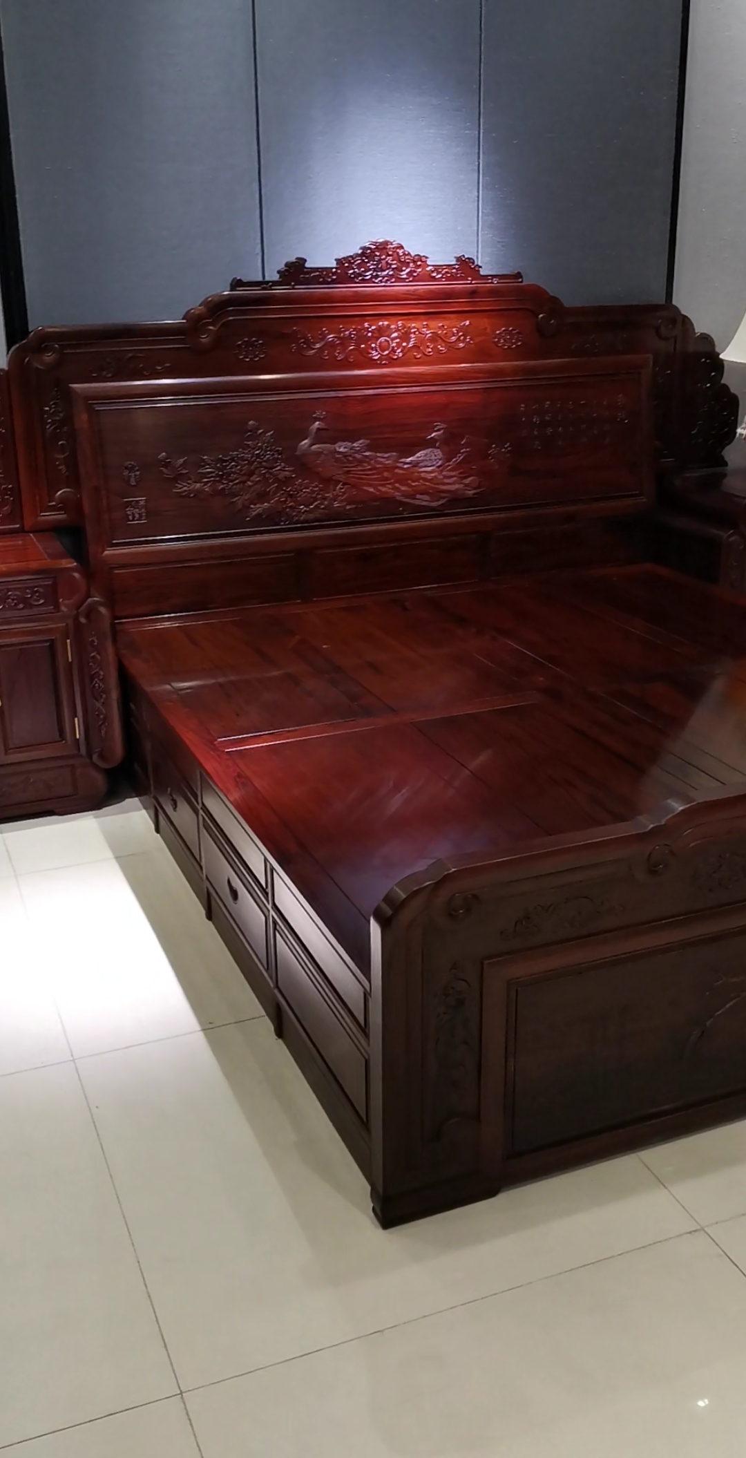 红酸枝#墨西哥微凹黄檀红酸枝豪华大床