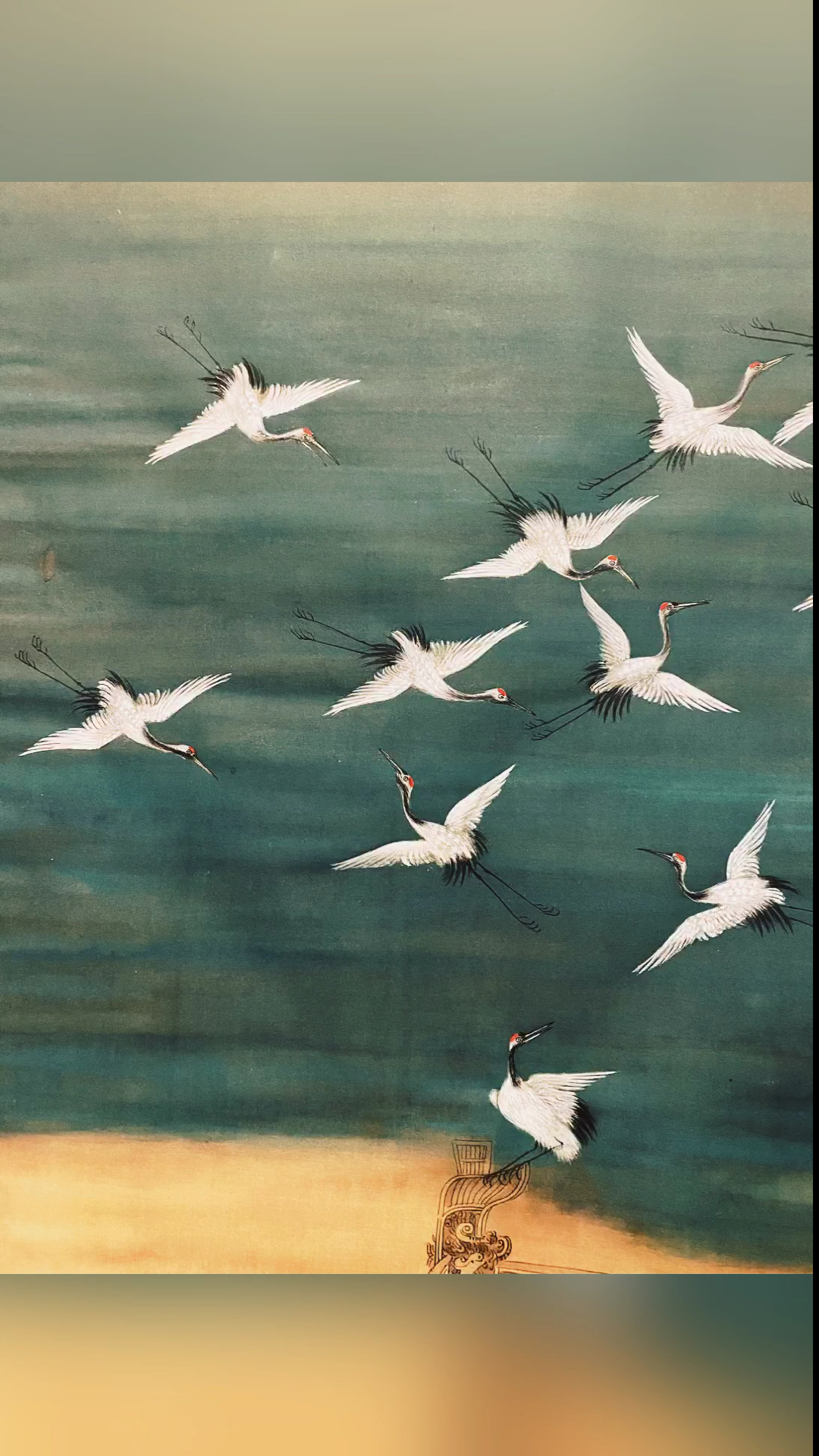 瘦金体书法#私人订制:瑞鹤图,绢本设色