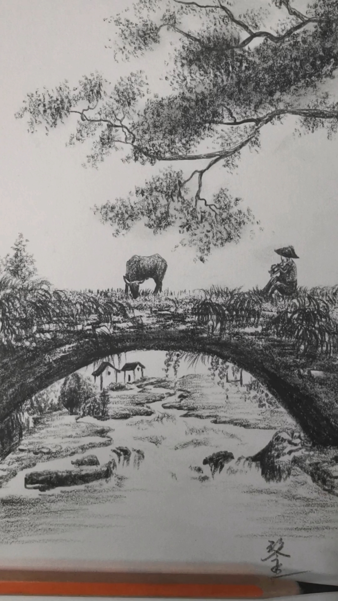 画画原来如此简单#真想回到过去,那个放牛的时代.