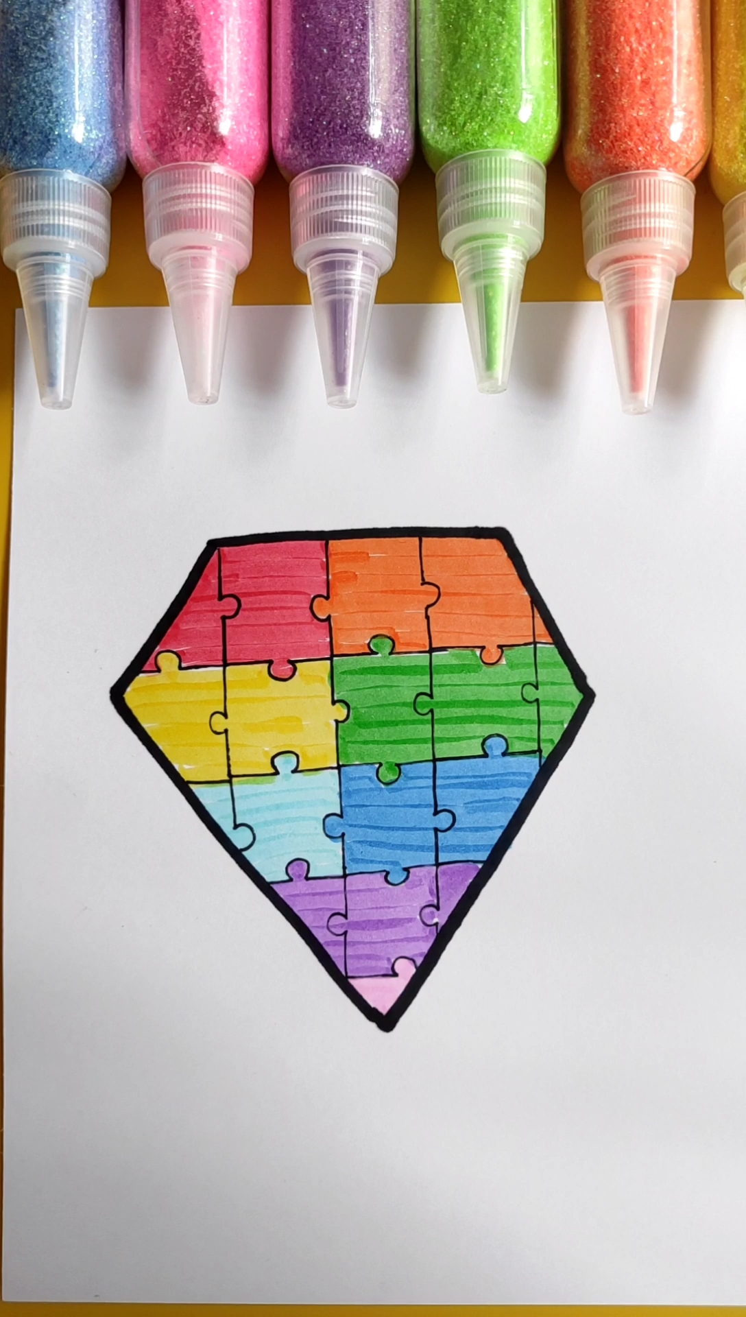 简笔画#简笔画彩色钻石拼图-度小视