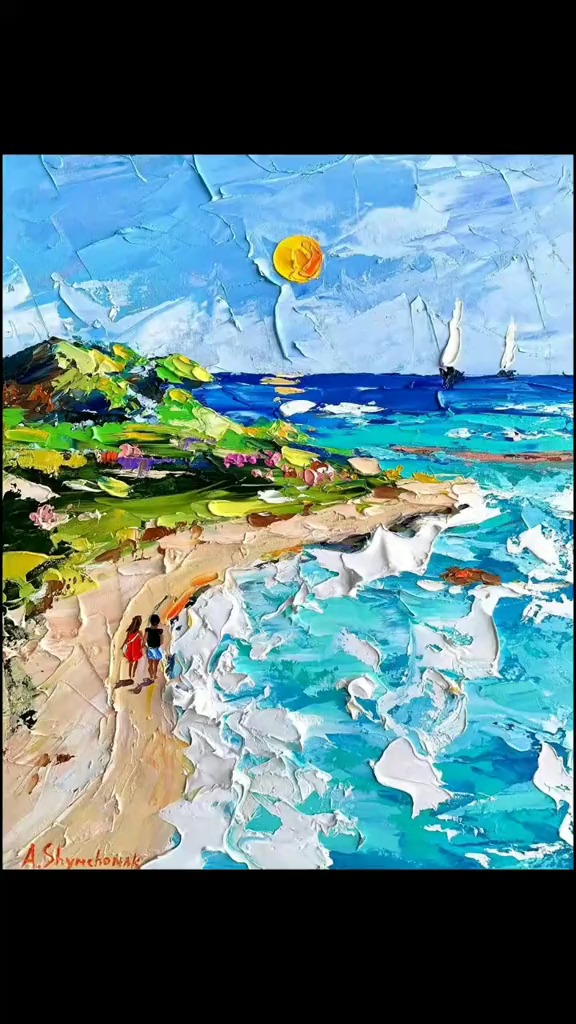 海边的夏天alenashymchonak油画夏天夏天的风