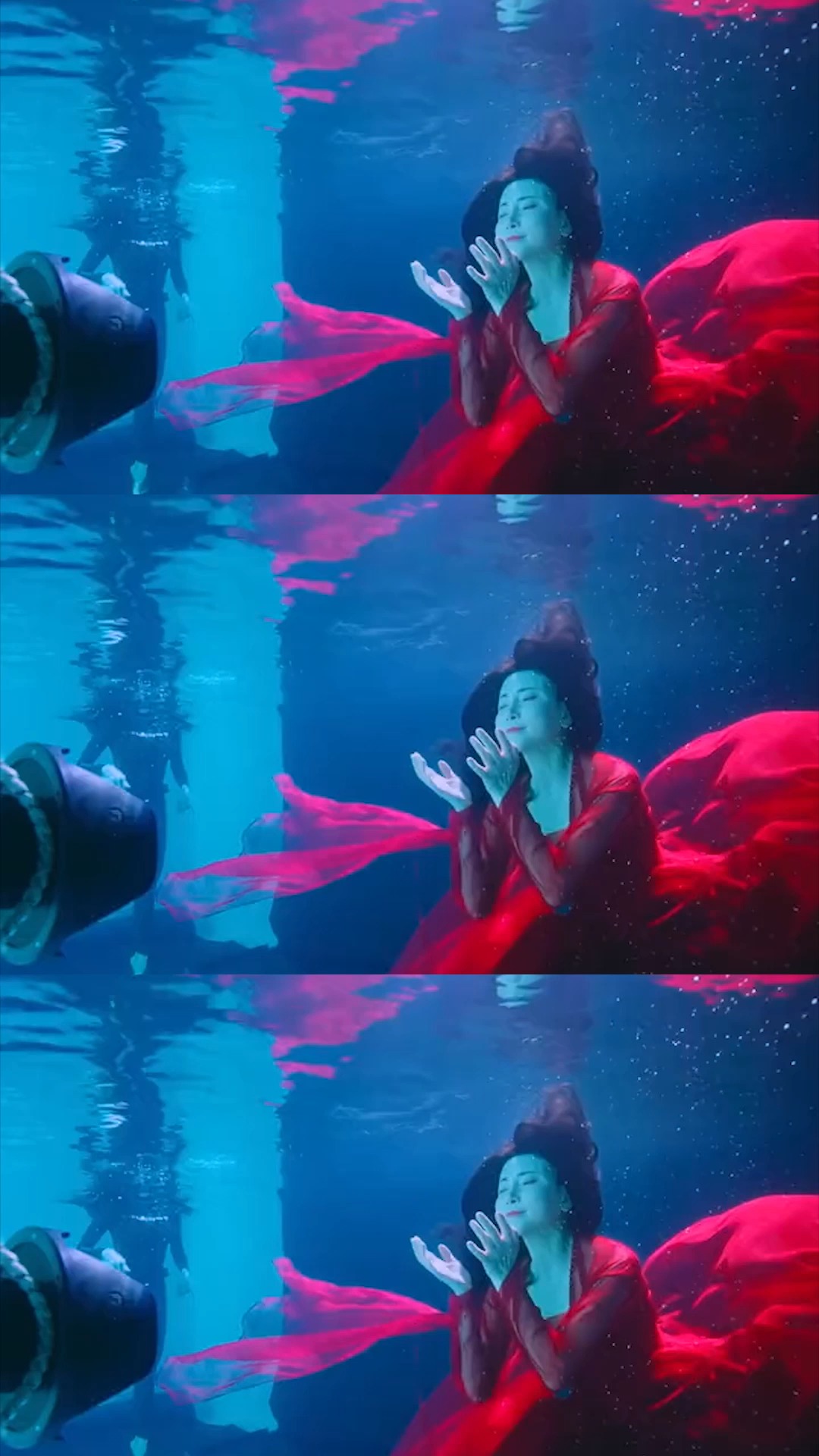 宋妍霏妈妈水下红衣古装简直太美了宛若美人鱼