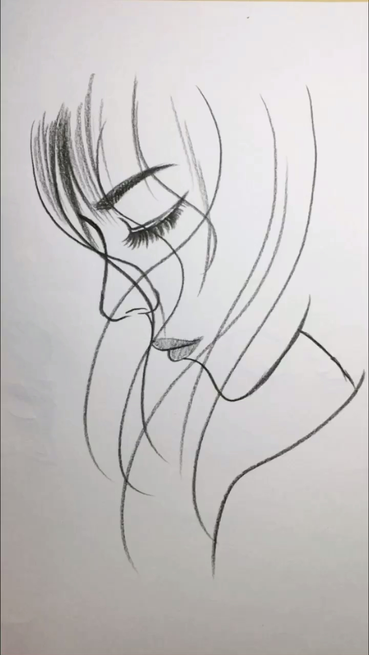 我要上热门#简笔画侧脸美女画法