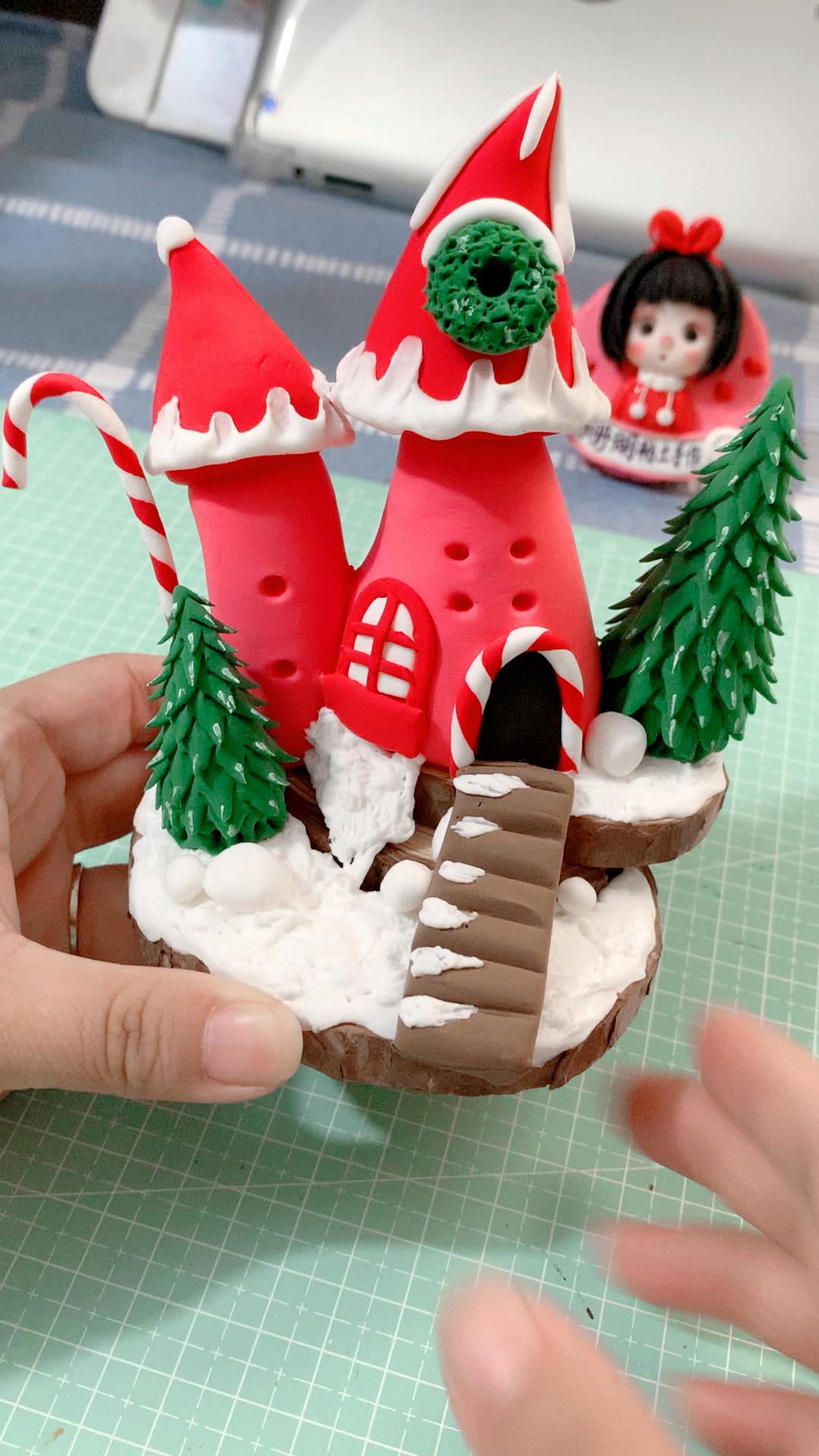 圣诞快乐#冬天窝在家里,一团粘土,造出小小的雪景!