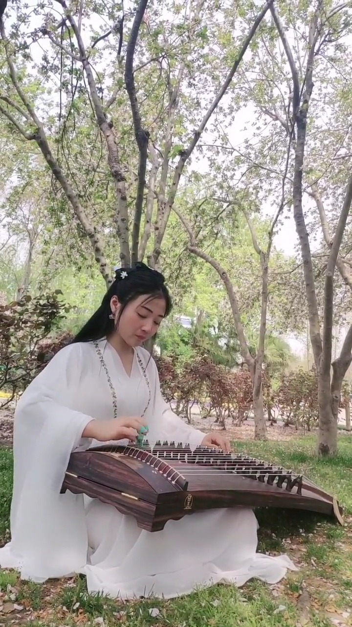 最美古筝曲#古风仙女古筝弹奏《葬花吟》,未若锦囊收艳骨,一抔净土掩