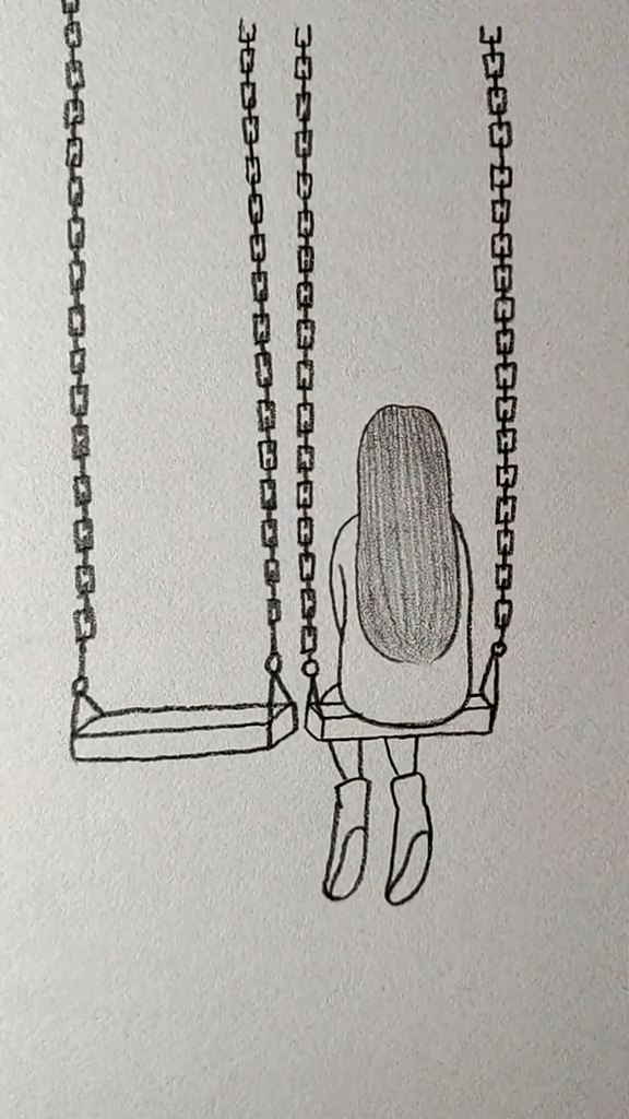 隔离病毒不隔离爱#画坐在秋千上的女孩背影