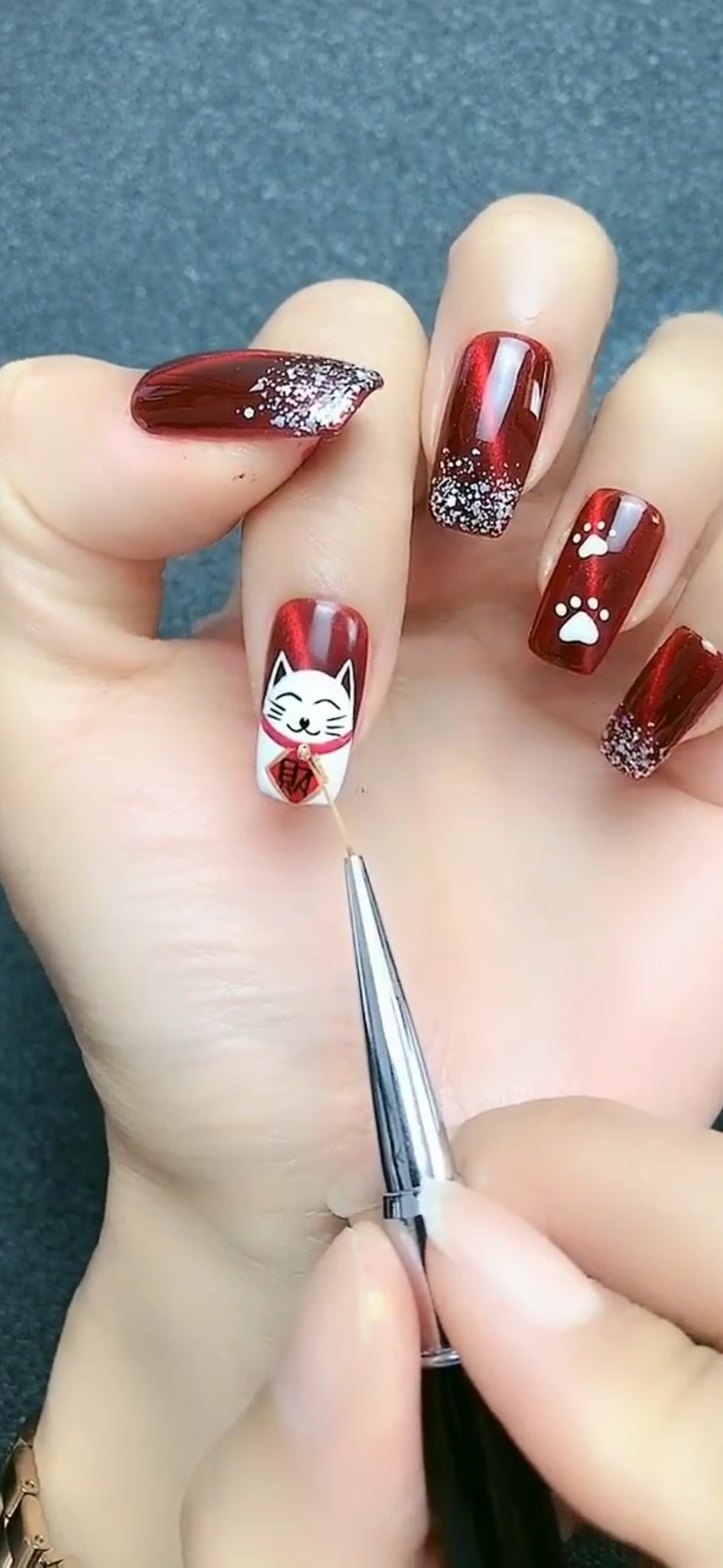 美甲可以这样做#新手必学  新年招财猫