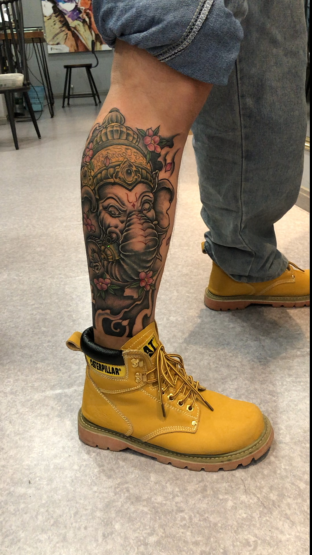 小腿纹身#象神纹身