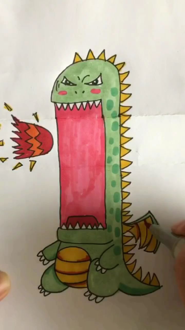 大嘴巴恐龙创意简笔画,喜欢的看过来哦.