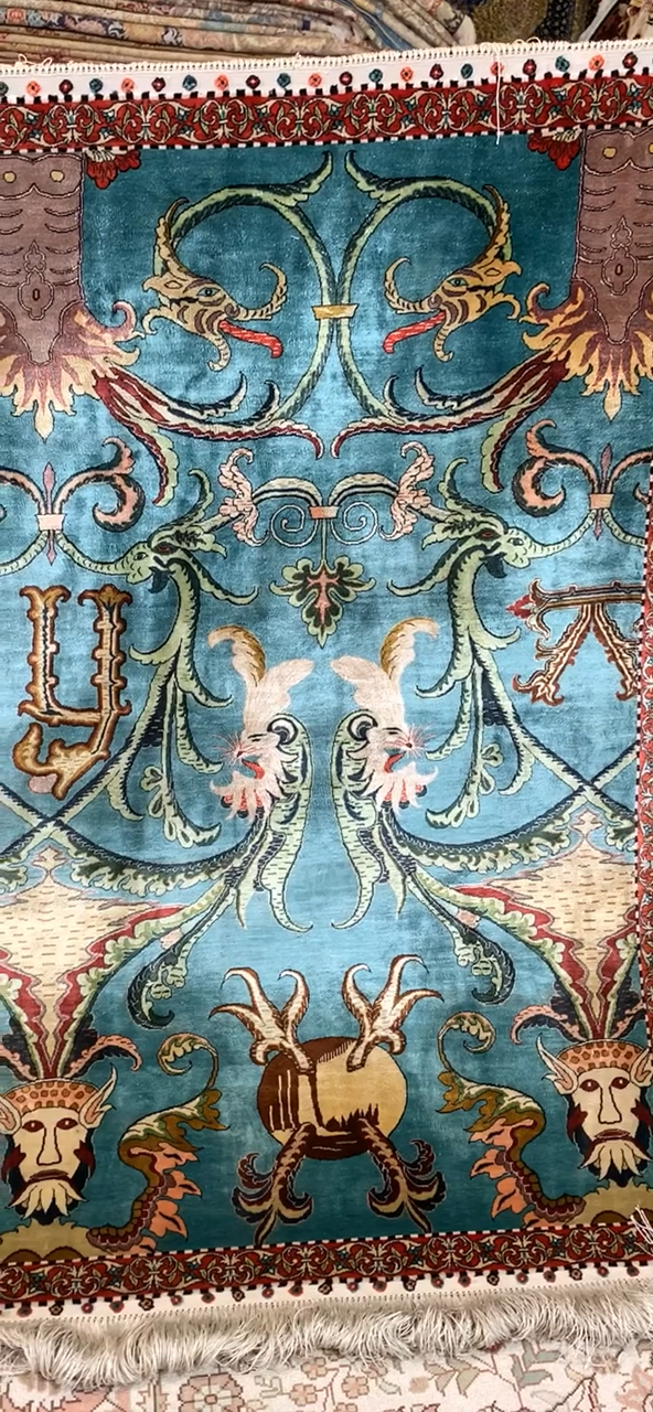 真丝挂毯#非常漂亮的一款欧式手工真丝挂毯.