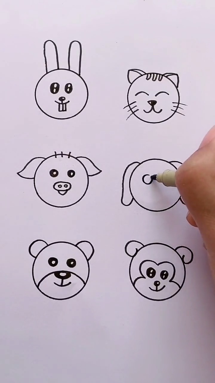 100种动物圆形画简单图片