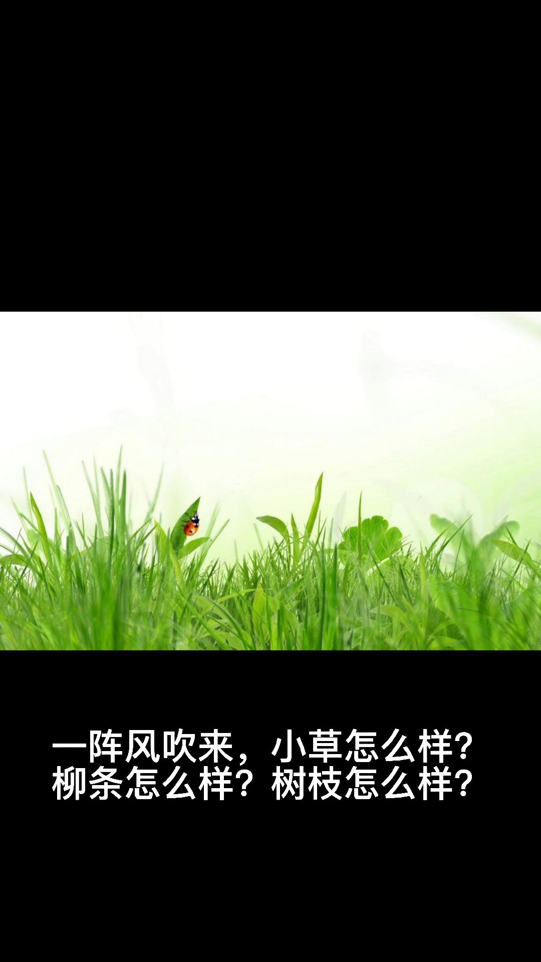 一阵风吹来,小草怎么样?柳条怎么读?树枝怎么样?