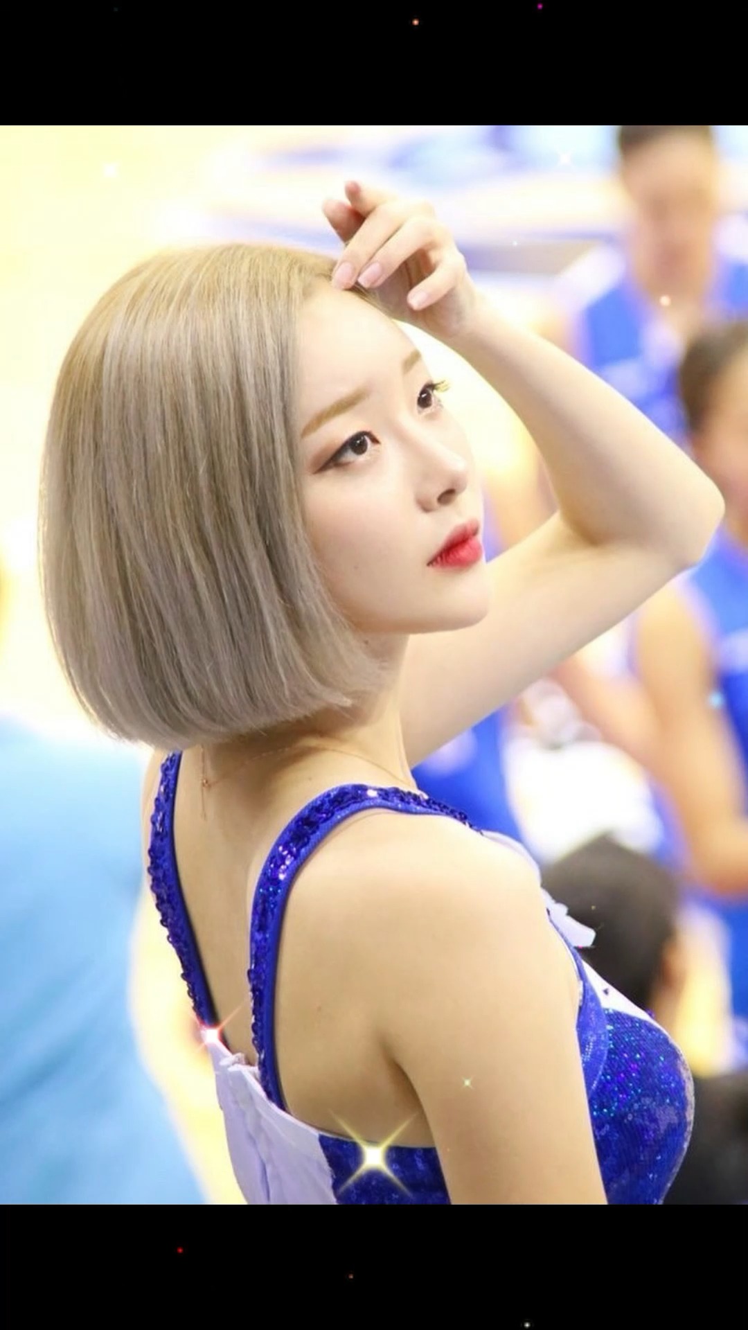 金色短发美女啦啦队长徐贤淑在高阳体育馆的精彩表演