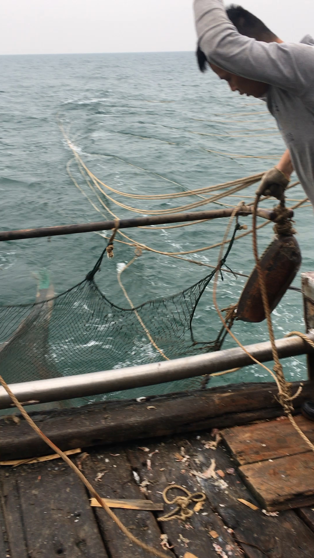 渔民下网捕鱼咯进来看看