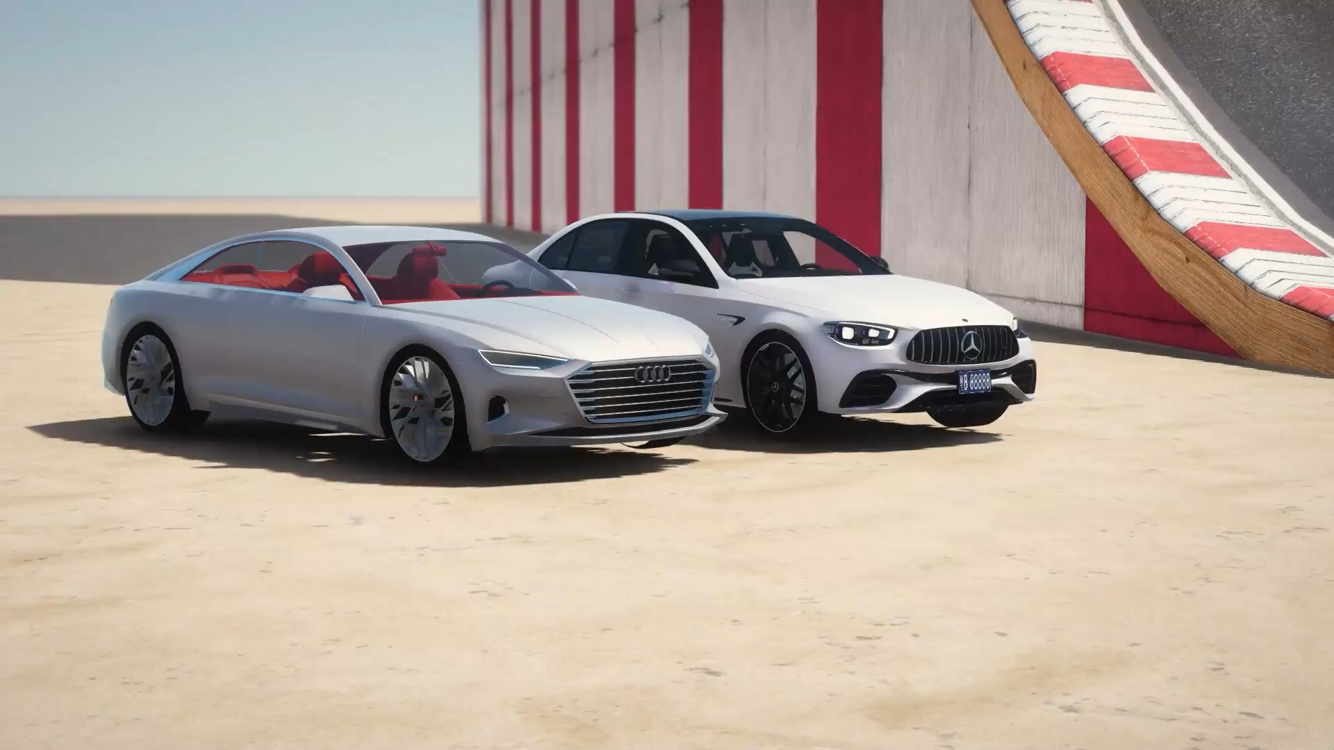 奔驰e63挑战60度斜坡对比奥迪a9,奔驰:没有四驱马力来凑!