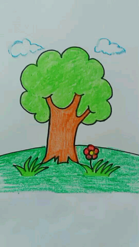 二年级学生画的大树图片