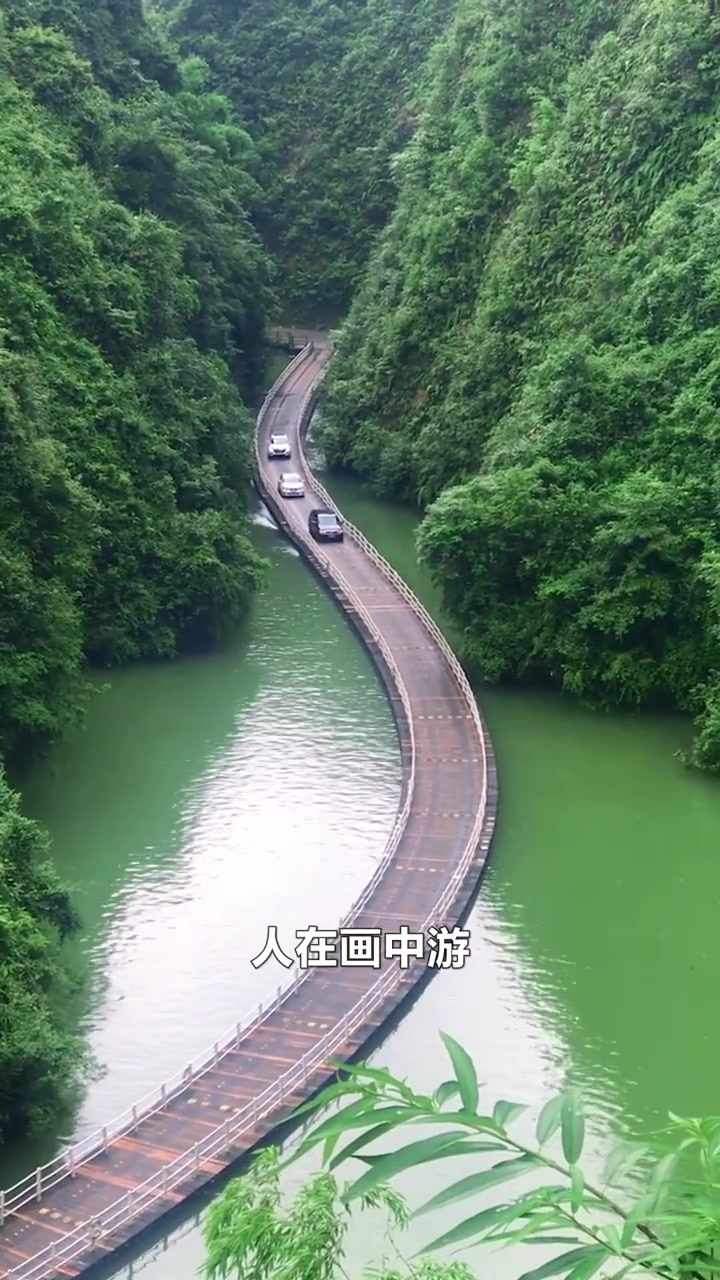 湖北宣恩最美水上浮橋車在碧波上人在畫中游可同時容納萬人行走旅行大