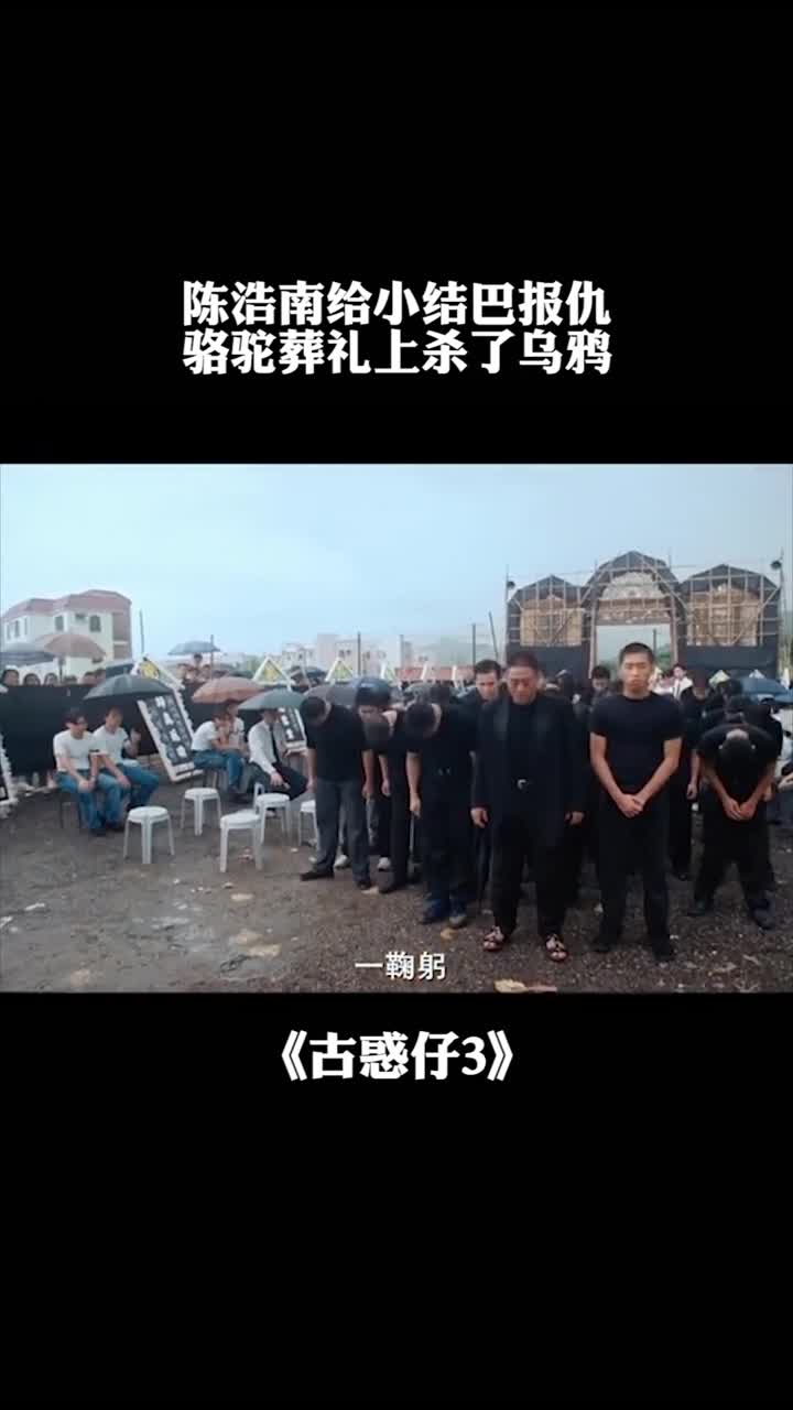 陈浩南给小结巴报仇骆驼葬礼上杀了乌鸦.