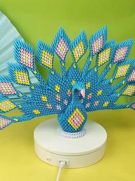 奕耘手工三角插折纸折纸孔雀纸艺三角插奕耘手工手工制作手工折纸