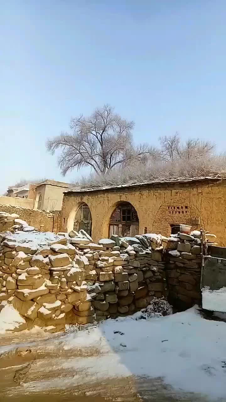 这就是农村的老窑洞,伫立在雪中,感觉更加荒凉了