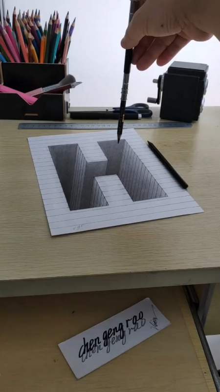 镜头里的秋天#3d立体画(下期上传绘画教学过程,请关注留意更新)