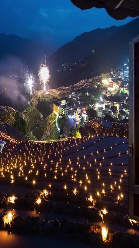 龙脊梯田,夜色里有多少故事!