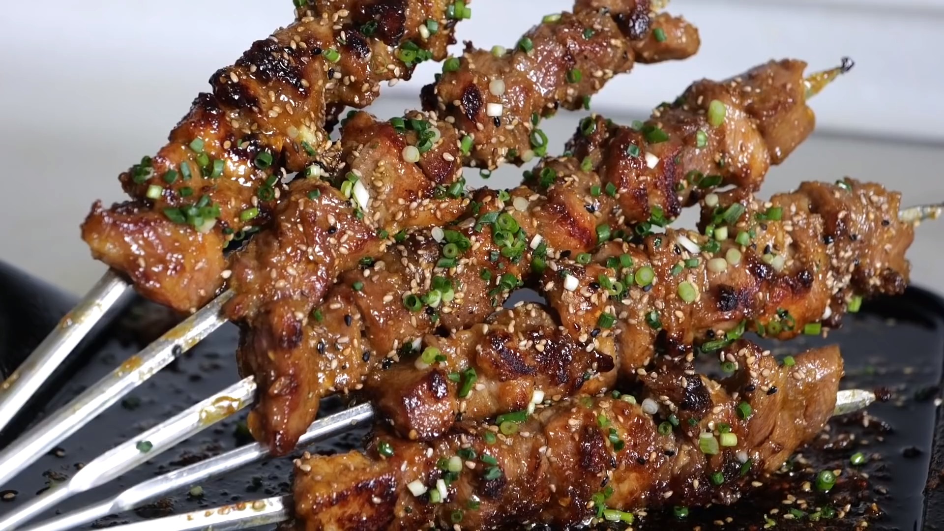 咖喱味猪肉烤串#美食