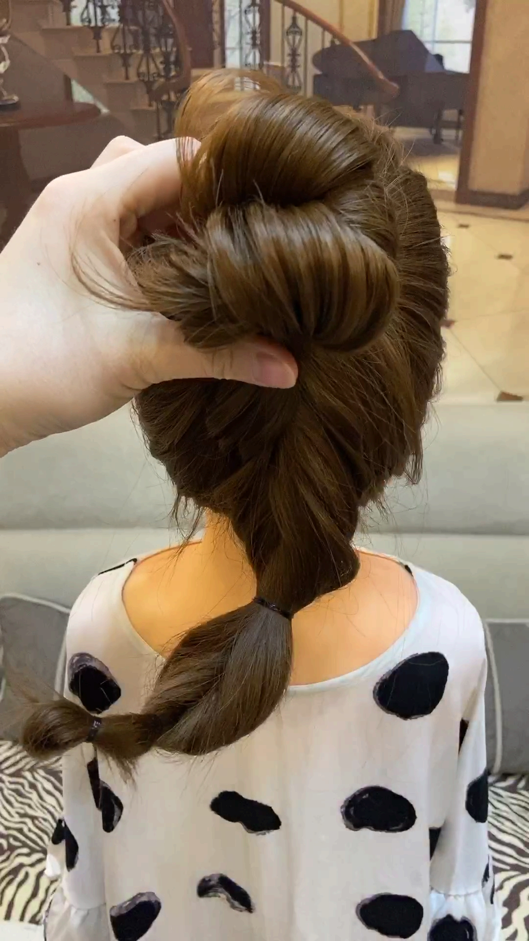 疙瘩辫套丸子头,也很好看