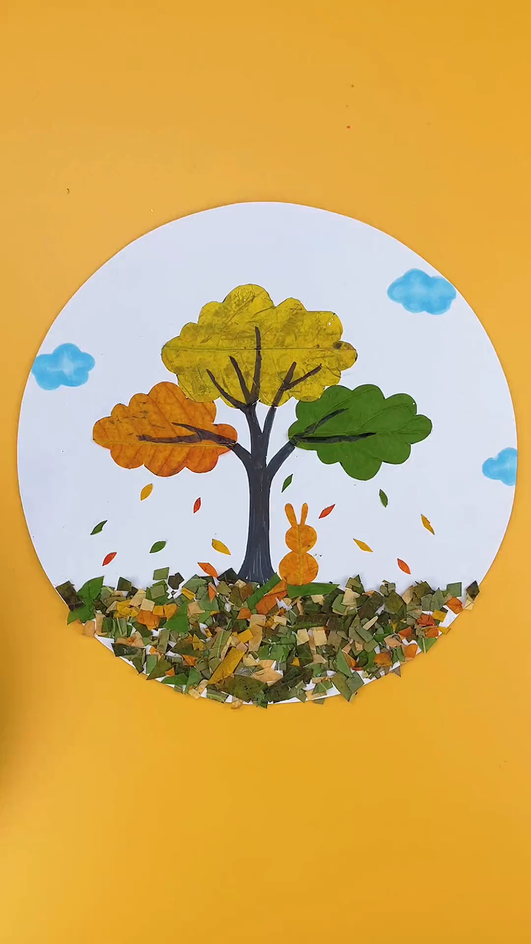 手工制作一起来做树叶贴画吧