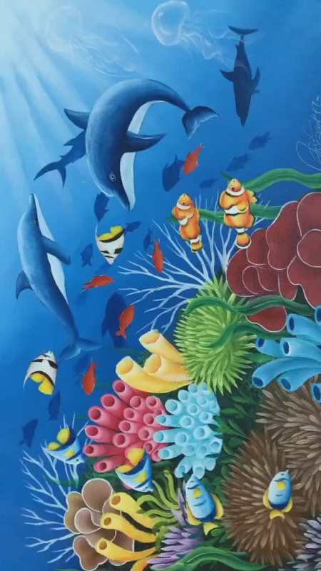 中国画海底世界彩墨画图片