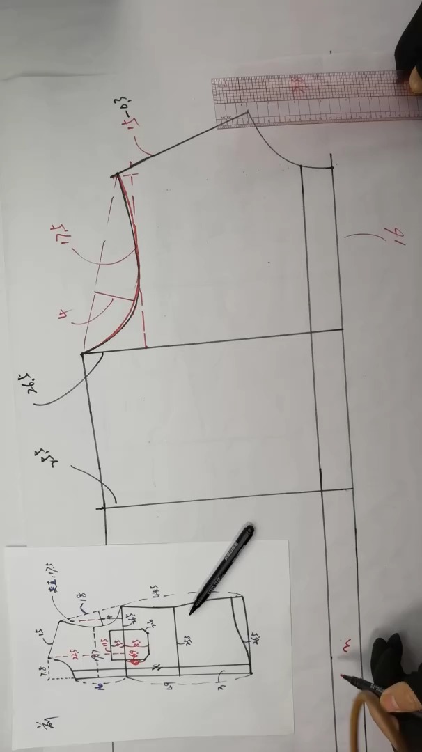 服装设计#服装制版教程,男衬衫量版打板,前幅绘制