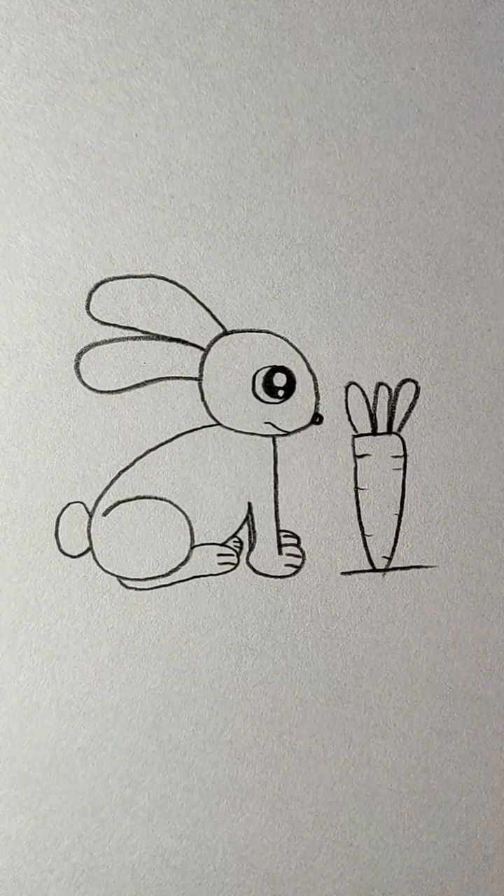 简笔画#画漂亮可爱的小白兔和胡萝卜