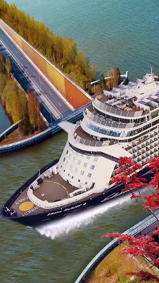 费吕沃湖水道桥,桥下是公路,桥上过轮船,简直堪比大型魔术,这个桥承受