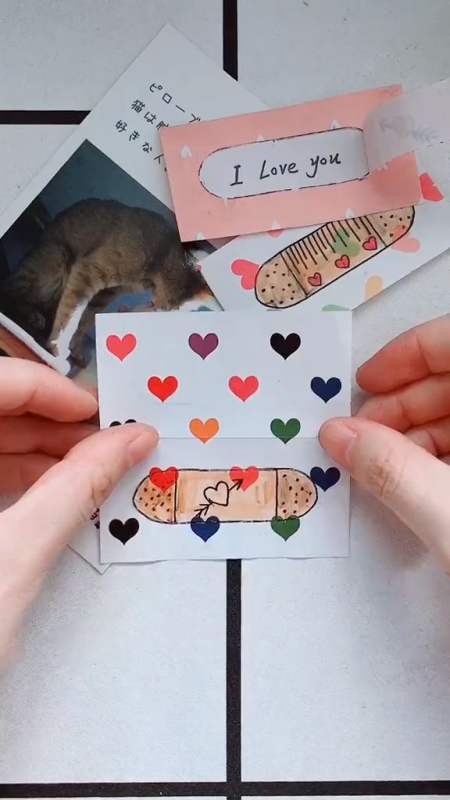 手工制作#表白创可贴,满满的少女心,你不去试试吗-全民小视频