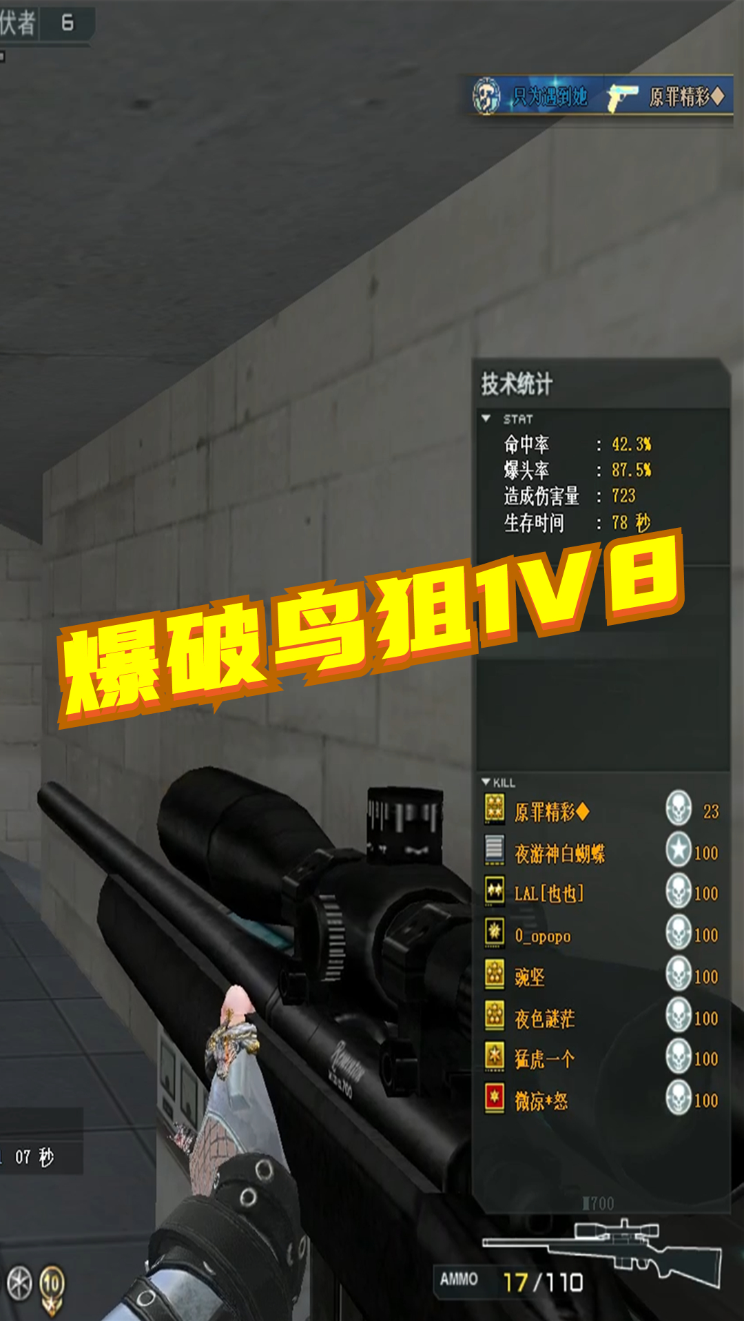 我要上热门#cf禽兽狙爆破鸟狙1v8!这才是手动鸟狙!