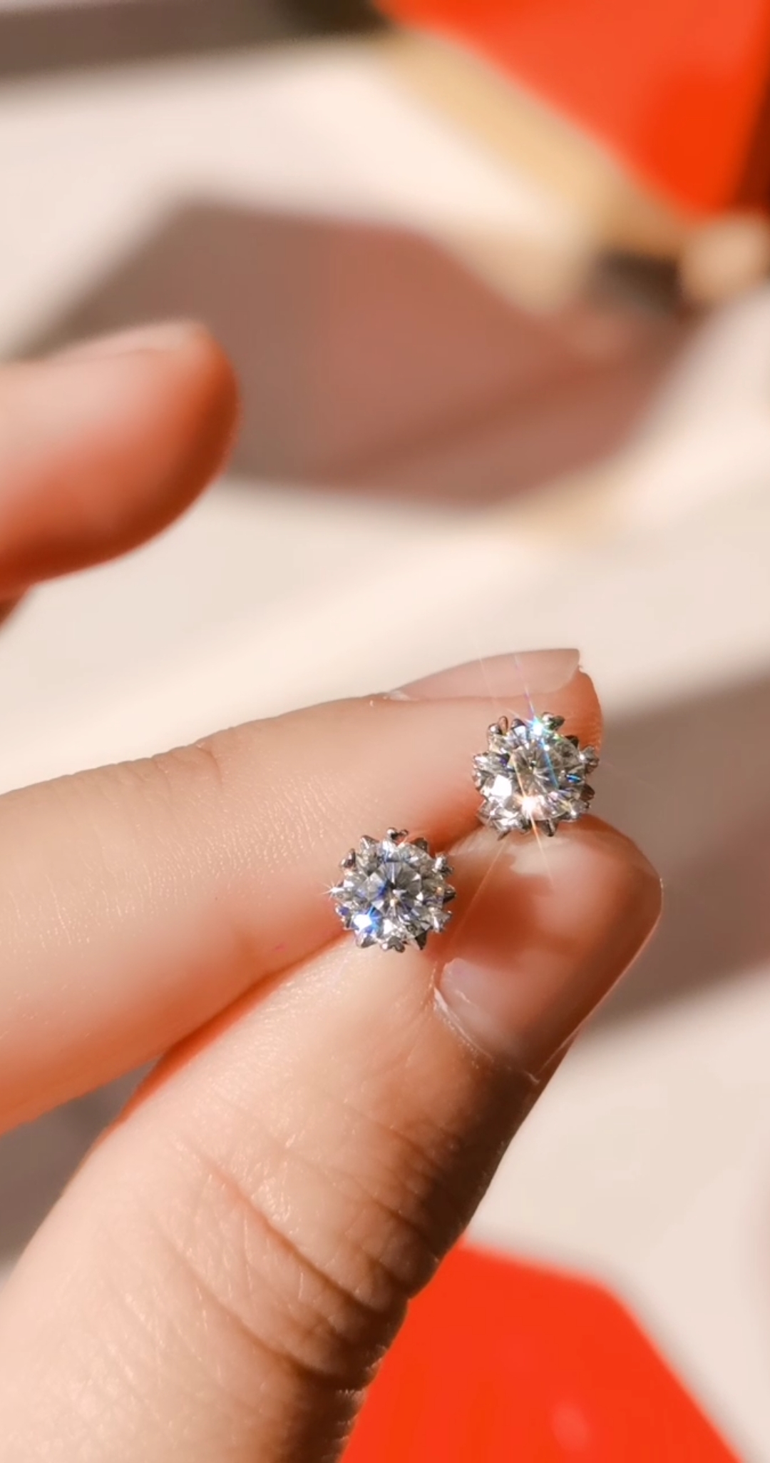 莫桑钻耳钉50分,雪花款