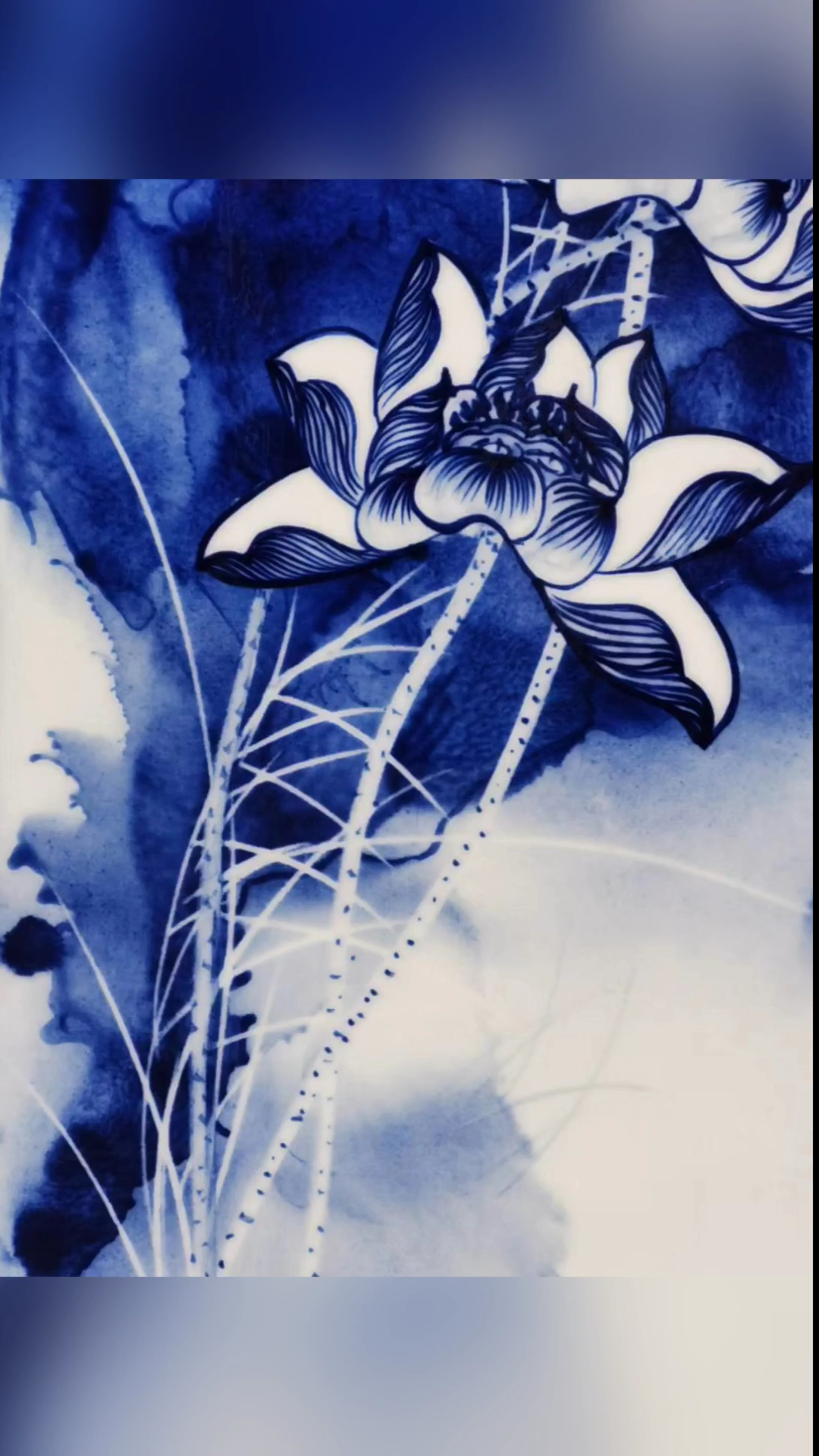 瓷器#青花釉下彩《泼墨荷花》