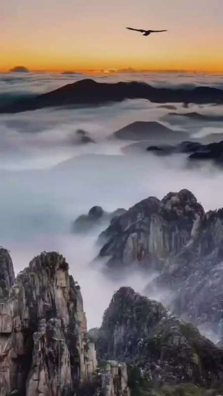 鲲鹏展翅如日中天飞黄腾达恭喜发财送你一幅唯美的国画