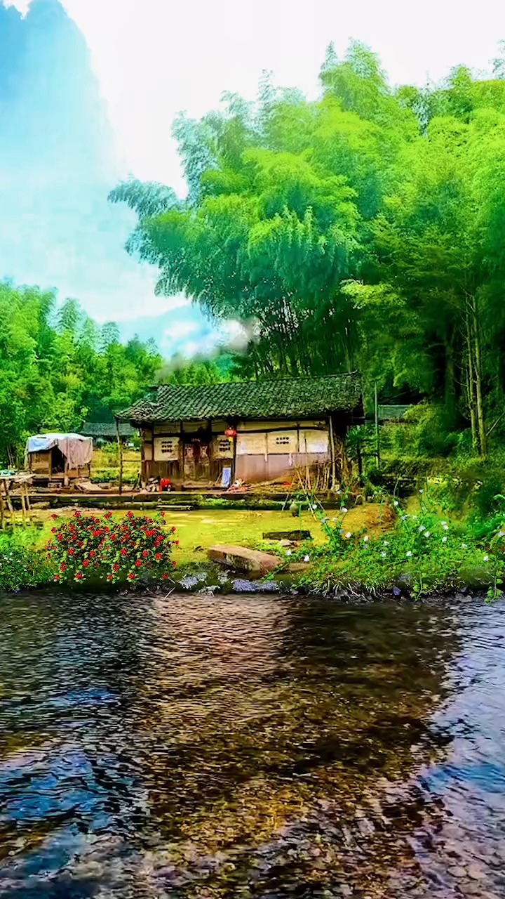 山里小屋有山有水图片图片