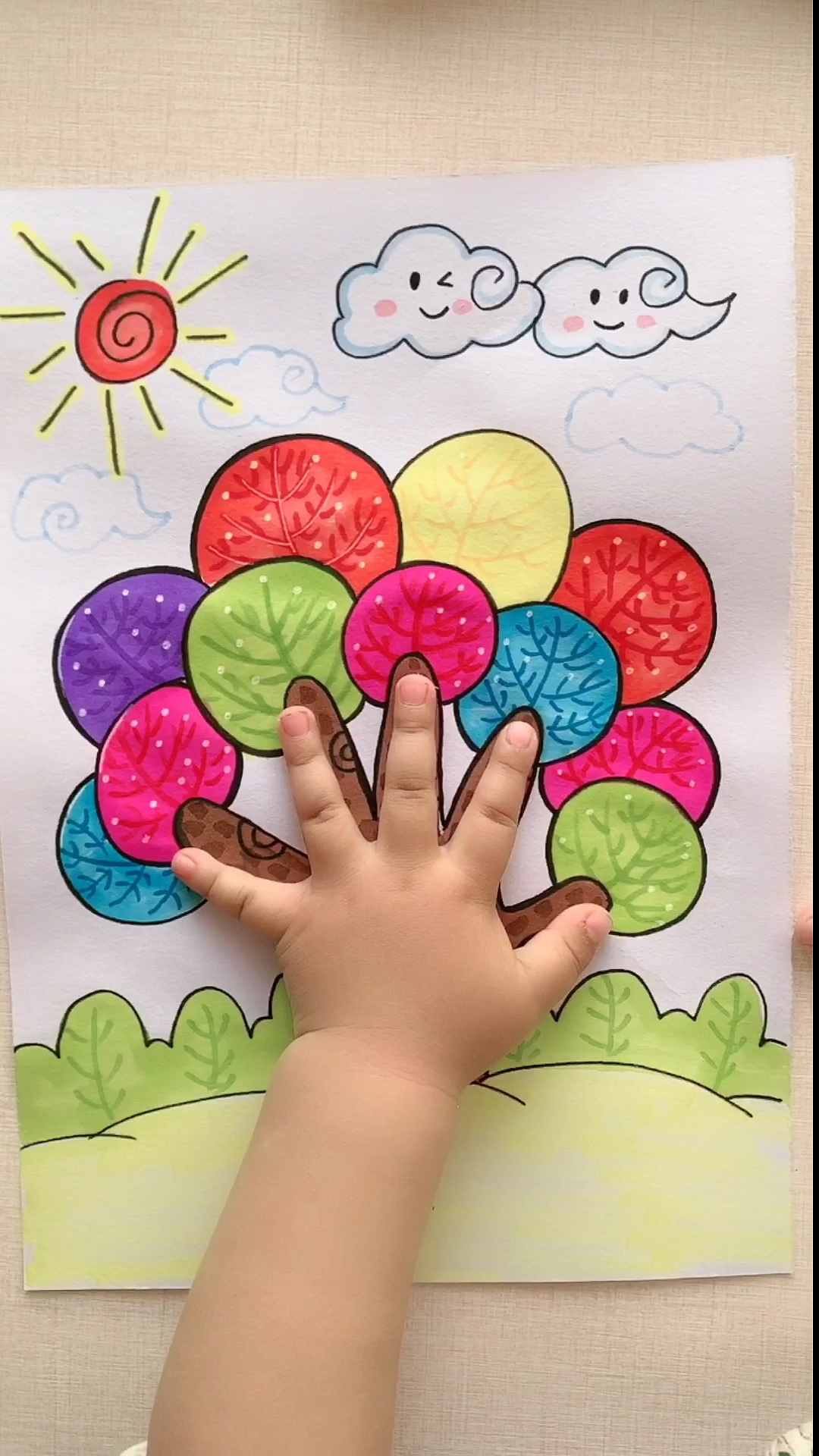 手掌树儿童创意画图片