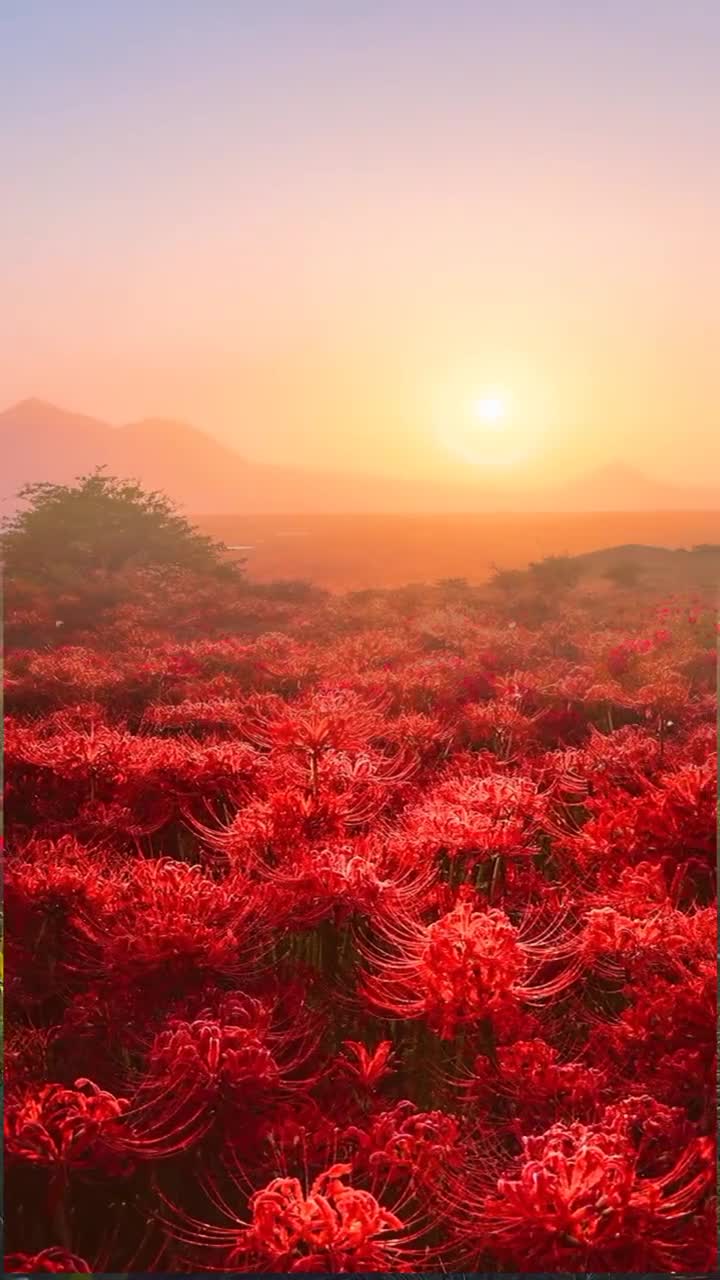 彼岸花又名为曼珠沙华,其花朵为鲜红色或者纯白色,寓意着生死两隔和永