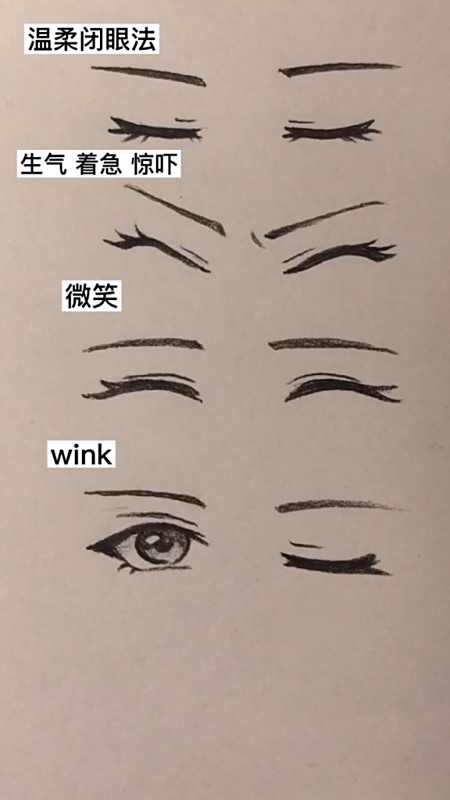动漫闭眼睛系列手绘教程,wink-全民小视频