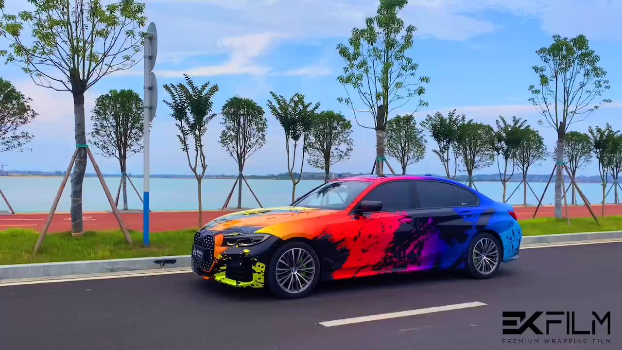 ek改色膜高端彩绘定制-宝马3系变身ekfilm泼墨渐变