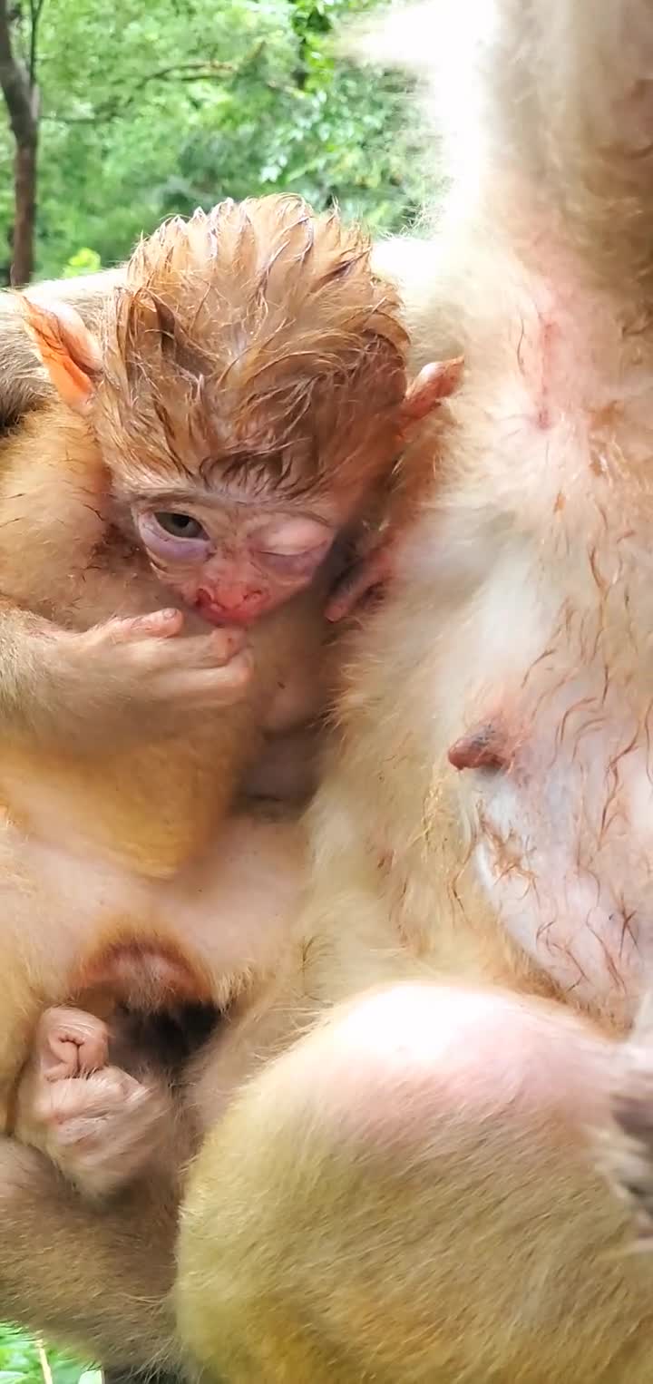 这只刚出生的猴宝宝真是太可怜了,看着让人心疼