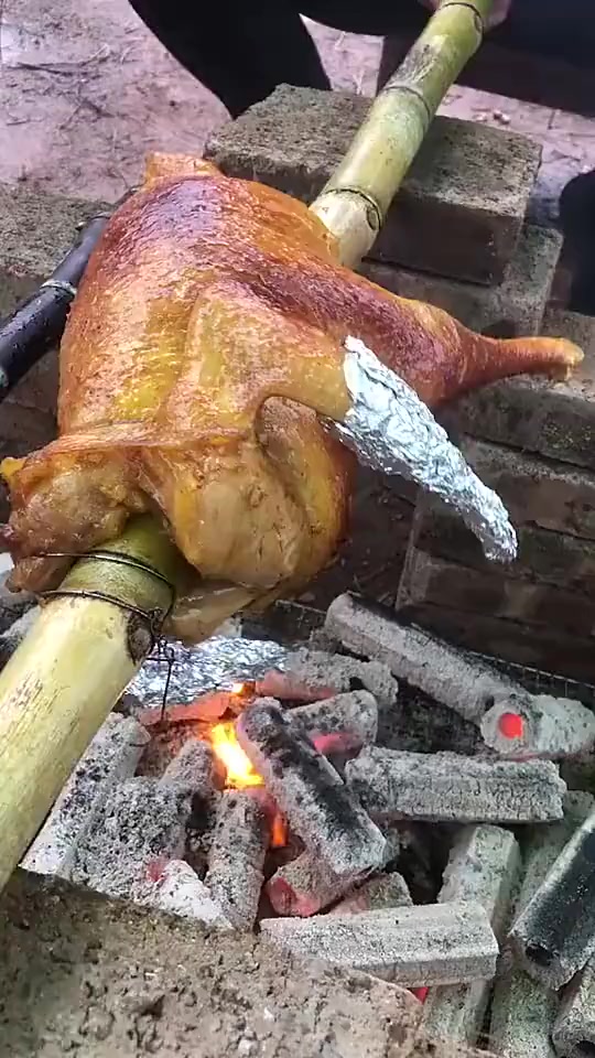 搞笑段子#真正的烤鸡,别的地方都给你们,自己只要鸡翅就可以了!