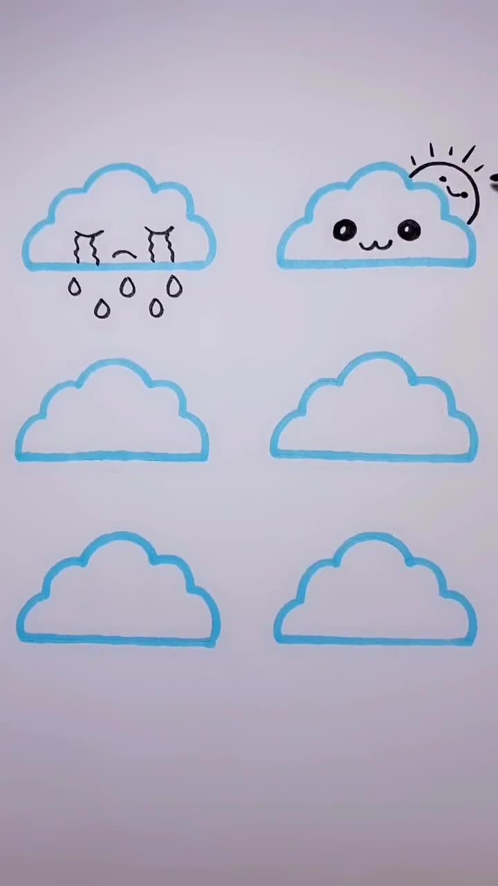 育儿简笔画,情绪多变的云朵-度小视