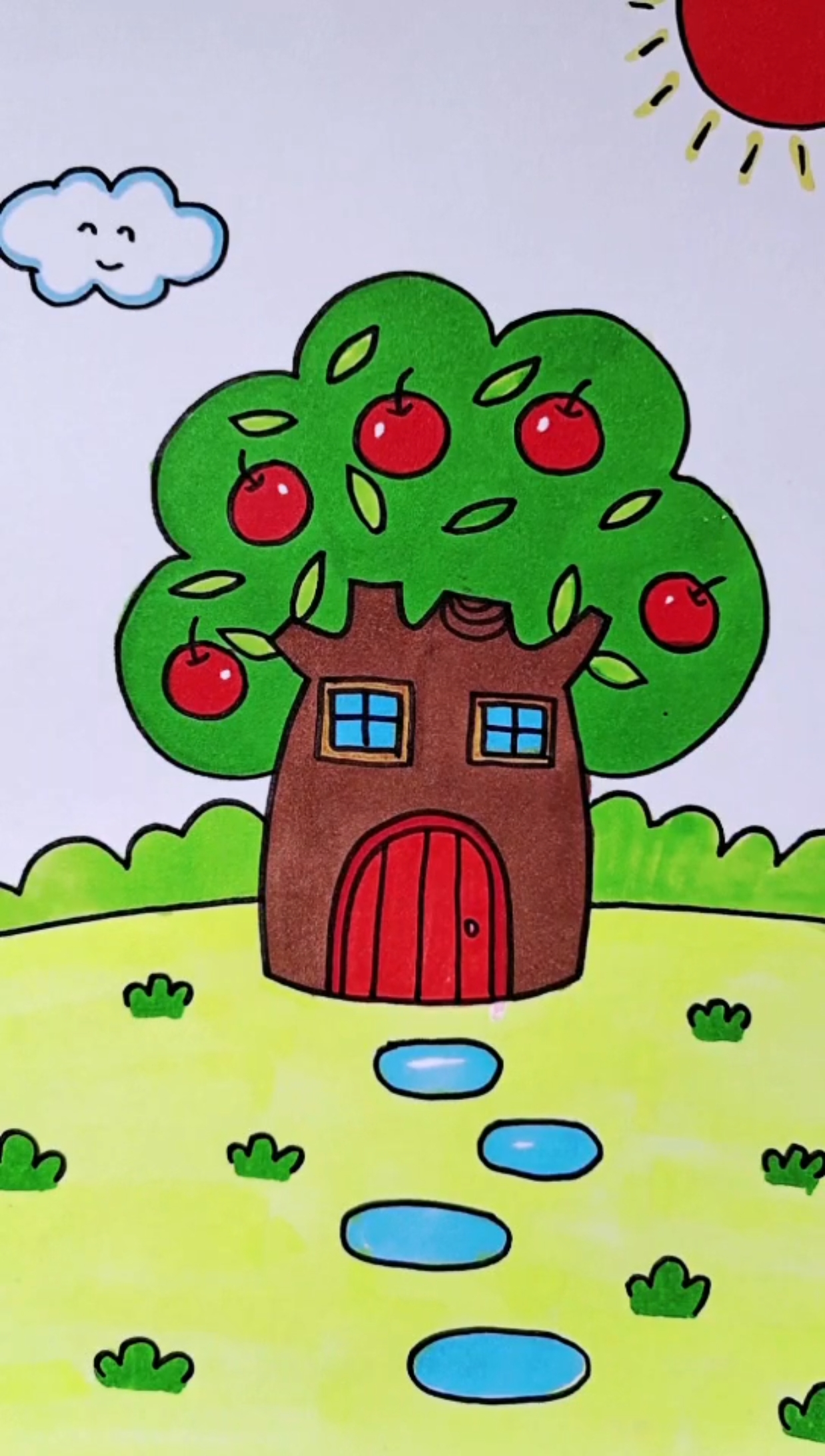 创意简笔画#树屋简笔画