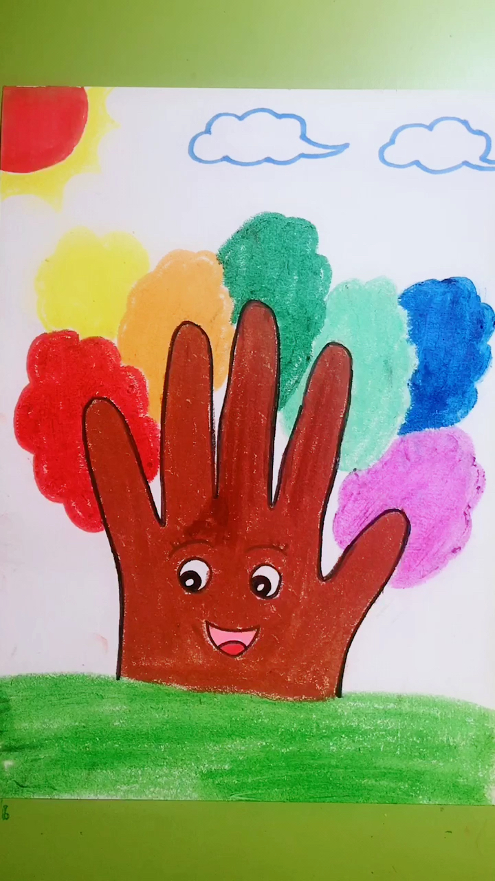 画画原来如此简单#手掌画彩虹树