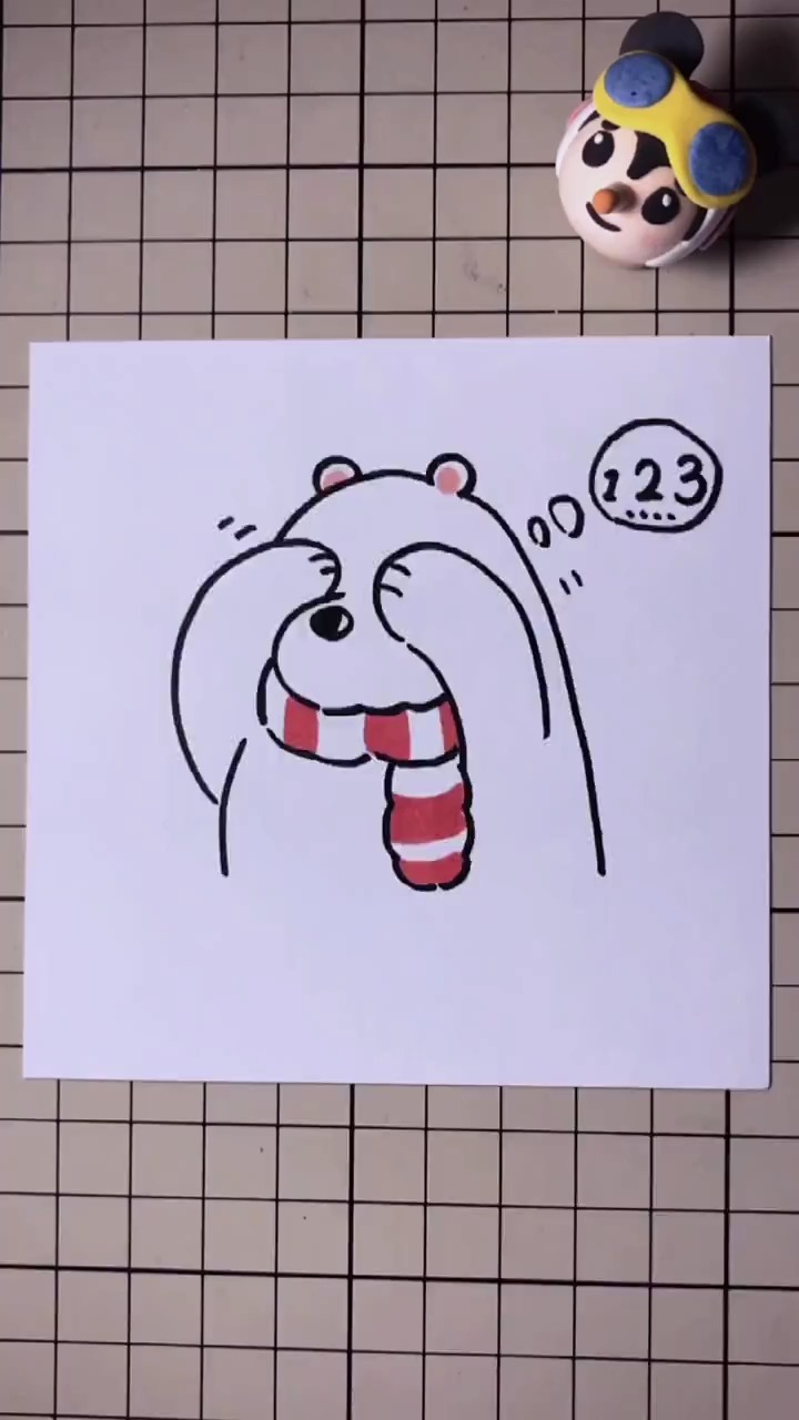 简笔画#躲猫猫的北极熊,是不是还要数123呀