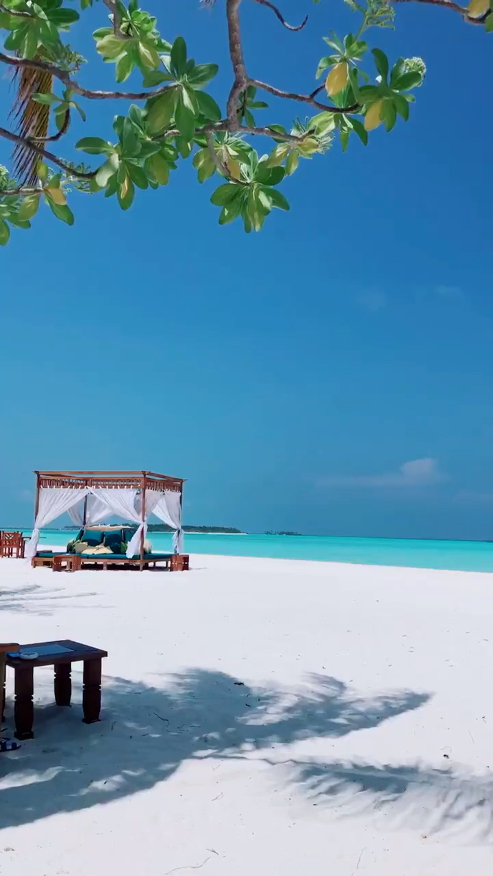 马尔代夫酒店的沙滩海景美的有点不真实